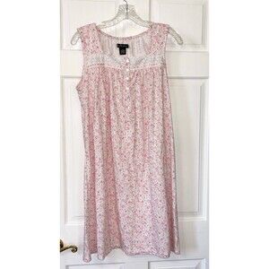 Earth Angels Cotton Blend Pink Floral Nightgown Small